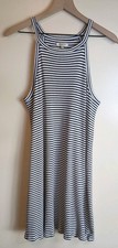 Madewell XL Navy White Striped Ribbed Tank Dress High Neck Sleeveless