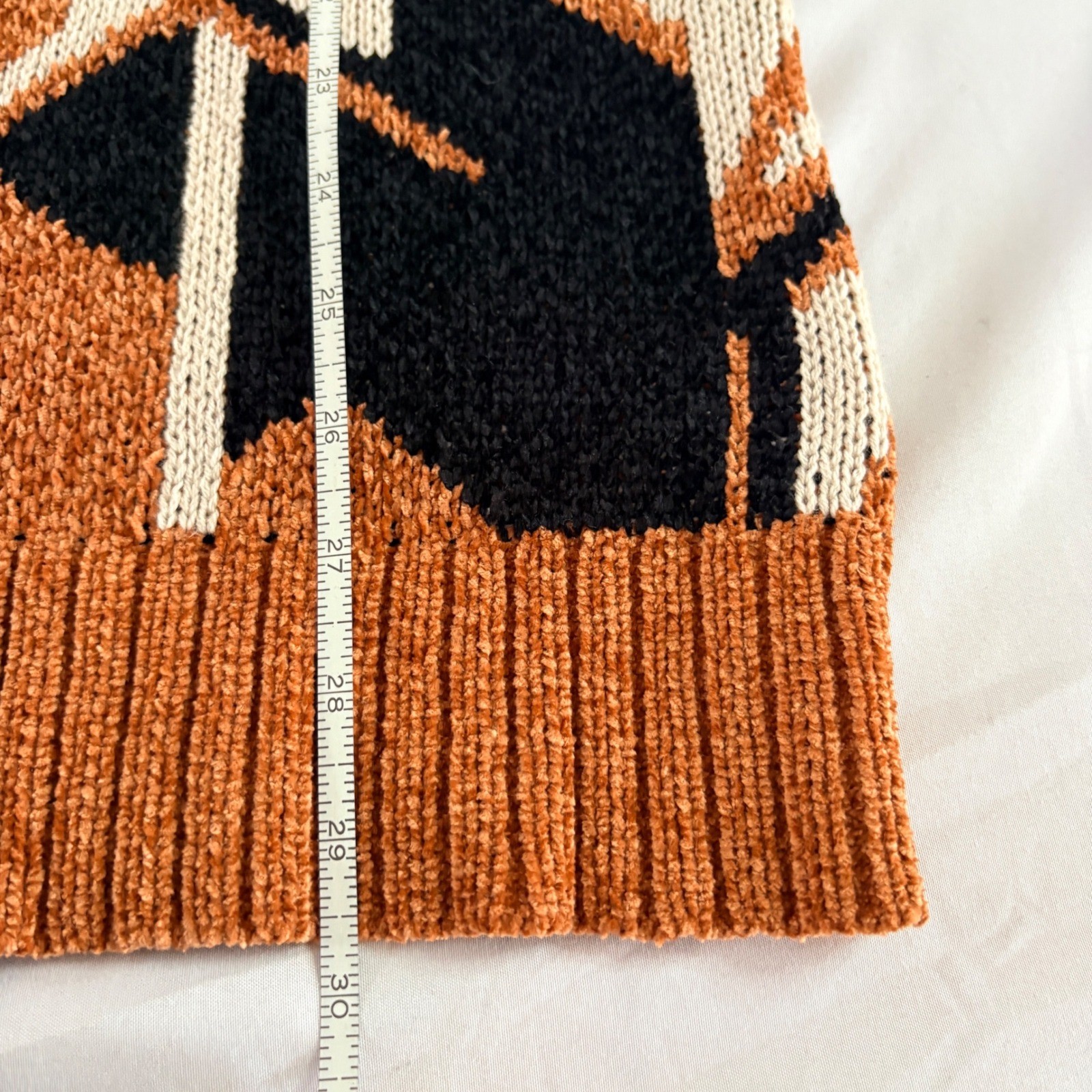 Marled Geometric Pattern Open Front Knit Cardigan… - image 9