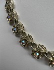 Vintage Gold Tone Linked Floral And Leaf Design Golden AB Rhinestones Necklace — photo 4