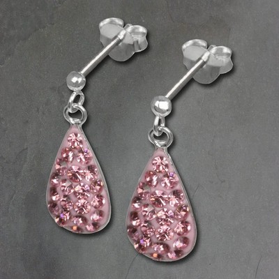 SilberDream Damen Ohrringe Tropfen Zirkonia rosa Ohrstecker 925 Silber GSO403P