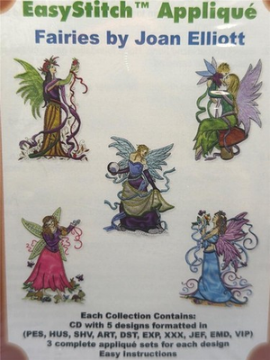 #ad DALCO EASYSTITCH APPLIQUE FAIRIES By Joan Elliott 5 Embroidery Designs Disk $12.99