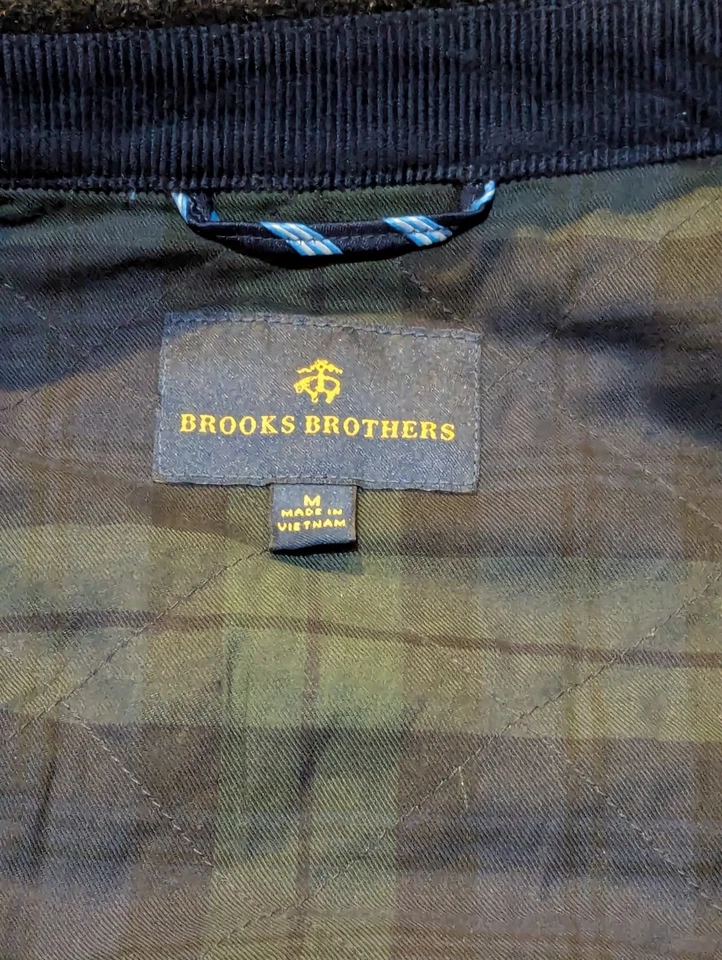 Abrigo de lana Brooks Brothers Thermore forrado a cuadros para hombre talla M gris oscuro Foto 3 de 4