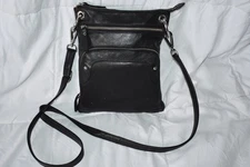 ili New York 8.5"x10.5" Black Leather Crossbody Organizer w/ RFID Protection