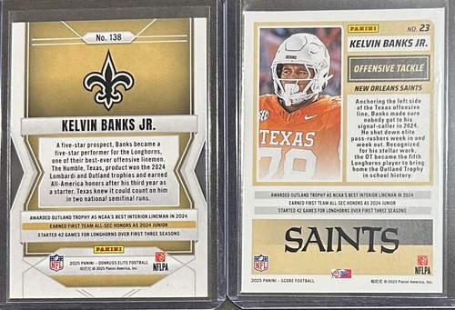 2025 Panini Football Kelvin Banks Jr. 2 Card Rookie Parallel Trading Lot - Picture 2 of 2