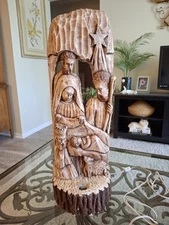 Vintage Chalkware Christmas Nativity Scene Lighted Mid Century TV Light 