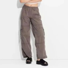 NWT Wild Fable Mid Rise Wide Leg Cargo Pants Pewter Gray Size XXS