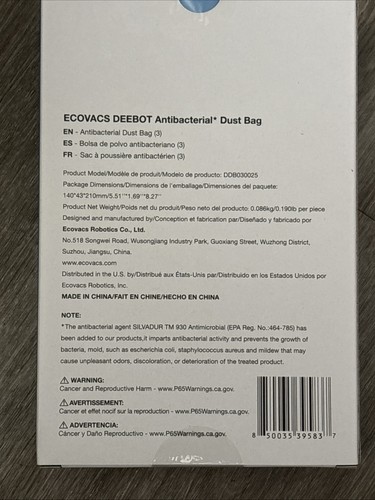 ECOVACS Dustbag 3 Pcs for DEEBOT T30S / COMBO / X2 OMNI/ White - Picture 2 of 4