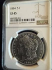 1884-P $1 Morgan Silver Dollar NGC  XF 45