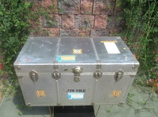 JAMSON Hong Kong ALBANA Germany Aluminum Air Flight Aviator Steamer Trunk Chest