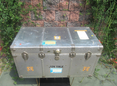 JAMSON Hong Kong ALBANA Germany Aluminum Air Flight Aviator Steamer Trunk Chest