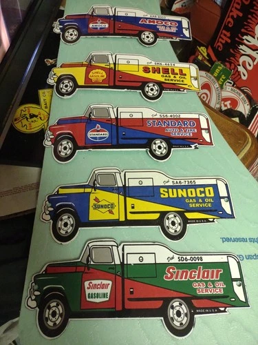 VINTAGE LOT OF 5 STANDARD SHELL AMOCO SINCLAIR SUNOCO  12" PORCELAIN METAL SIGNS