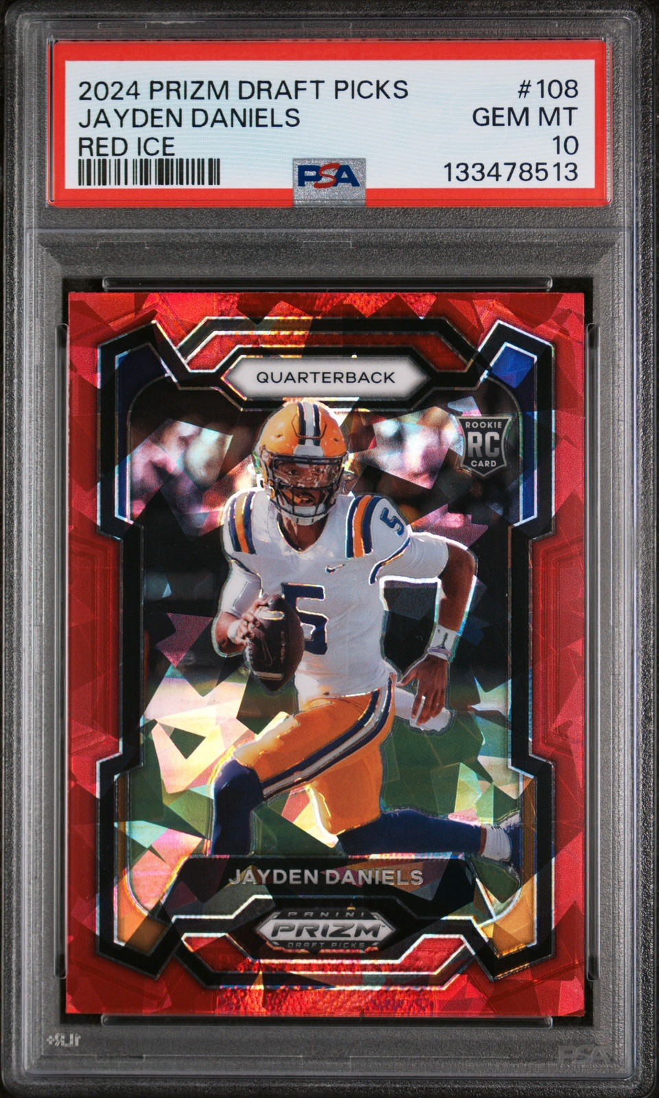 2024 Panini Prizm Draft Picks Jayden Daniels #108 Red Ice Prizm  RC  PSA 10