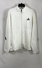 Adidas Men's Z.N.E. Full-Zip Hoodie White Black Sportswear Jacket Size L NWT
