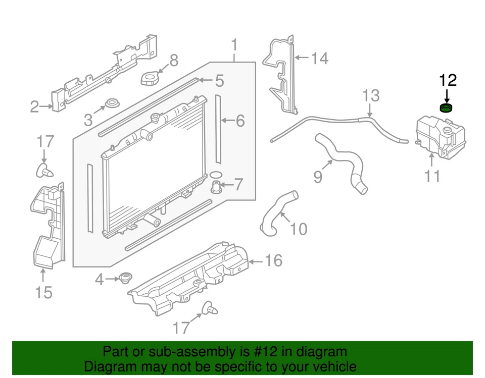 Tapa de depósito de refrigerante original Nissan 2015-2019 Rogue - NUEVA OEM Foto 3 de 4
