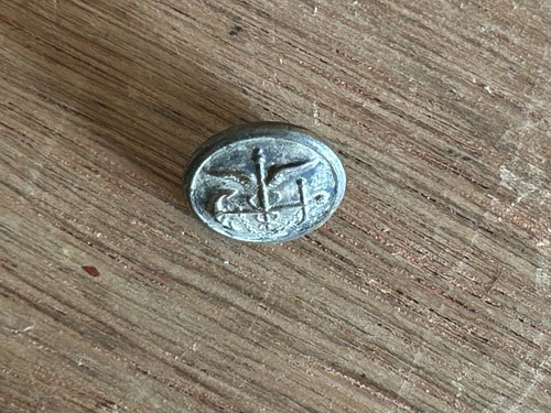 Early Military Uniform Button Caduceus Anchor 9/16" Rough Waterbury Mystery Vtg - Picture 5 of 24