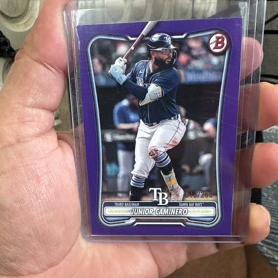 Topps 2025 Bowman Junior Caminero #13 Tampa Bay Rays Purple 13/250 Baseball Card