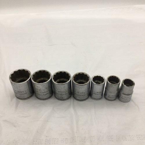Fleet Sockets 12-Point 1/2" Drive 7 Sockets Vintage U.S.A.
