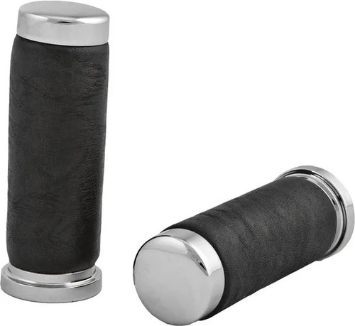 HD Chrome Leather Grips wo Throttle Sleeve Harley V-Rod Muscle 09-17 - Picture 1 of 3