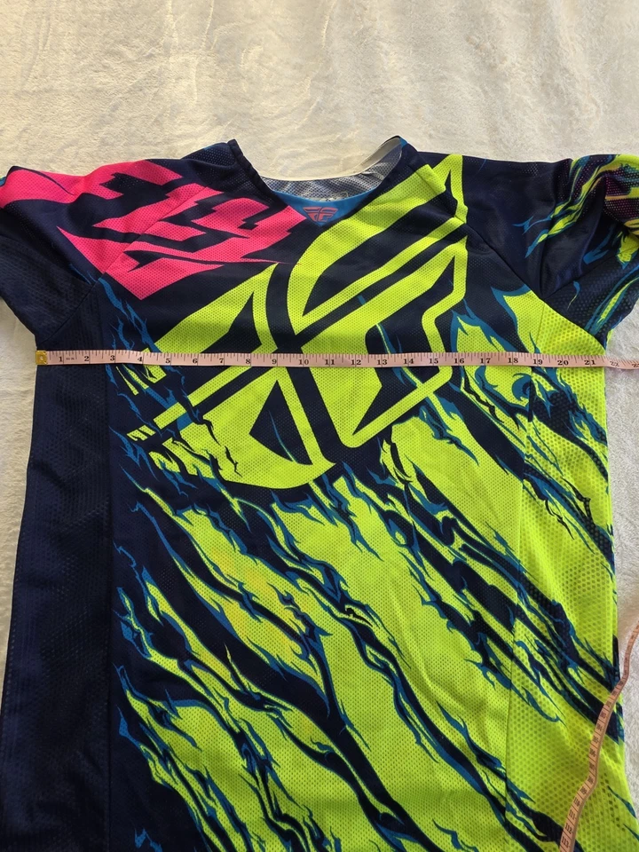 Camiseta Fly Racing unissex-adulta malha cinética alta visibilidade/azul/rosa tamanho pequeno - Imagem 4 de 4