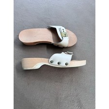 Vintage Dr. Scholl's Beige Wooden Original Sandals Made In Austria Women's Sz. 8