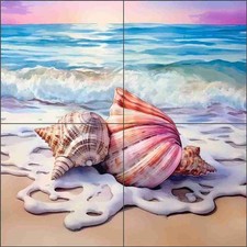 Seashell Tile Backsplash WDW Designs Ceramic Seascape Art Mural WDW0034-1