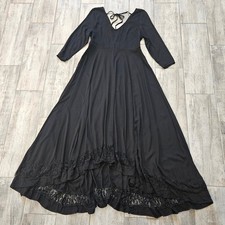 Torrid Hi Low Maxi Dress Size 00 US 10 Black Lace V-Neck 3/4 Sleeve Goth Boho