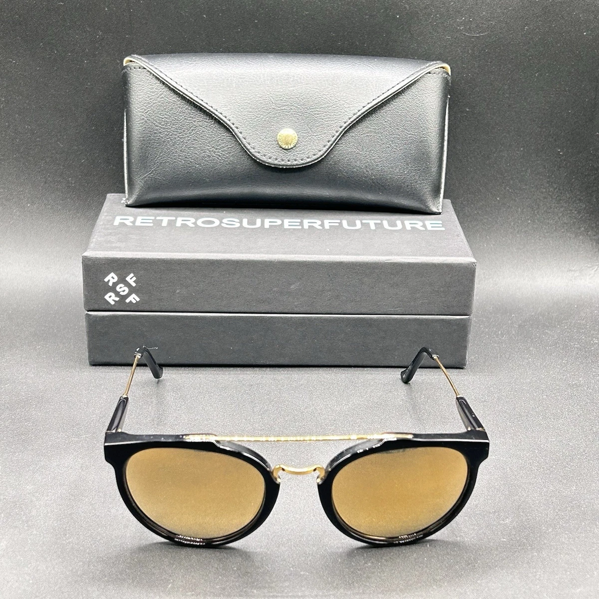 Lunettes De Soleil Retrosuperfuture Tema WAF 59 17 140 - Doré, Verres Jaunes, Neuves Avec étiquettes