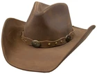 Stetson Roxbury Mocha Distressed Shapeable Leather Cowboy Western Hat - Large