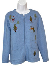 Breckenridge Petite Woodland Embroidered Zip ...