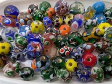100 Lampwork Glass Beads Mixed Size, Style  Colors Handmade Glass Beads Mix.