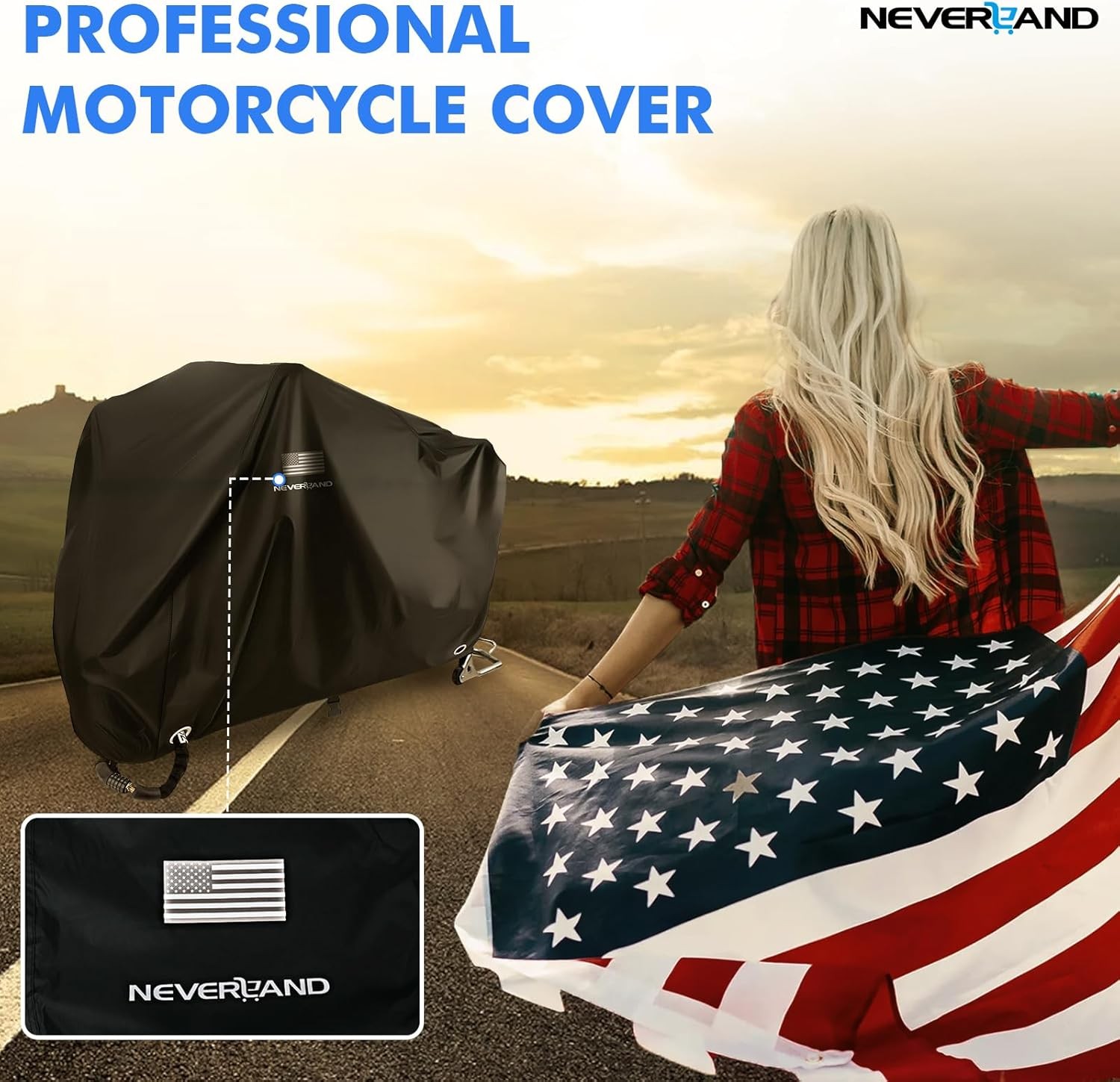 NEVERLAND Motorcycle Cover Waterproof Outdoor XXL ( 105*42*50 inches ), black 