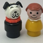 Vintage Fisher Price Little People Dog and Girl with Brown Hair Lot of 2