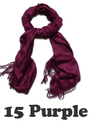 Women Pashmina Wool Feel Silky Classic Solid Wedding Shawl Scarf Stole Wrap 