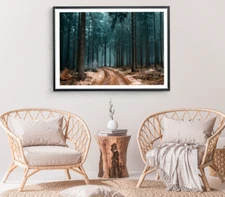 Forest Print, Trees Wall Art, Misty Aeria Framed Nature Wall Art, Natural