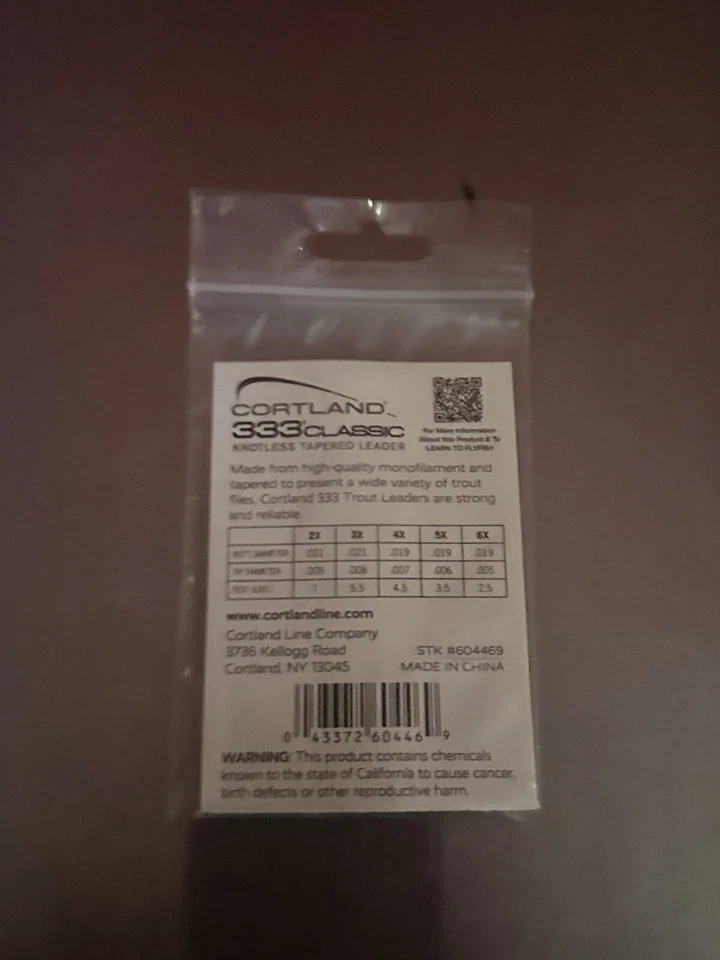 Cortland 333 Classic Trout Leaders 5X transparente 3,5 lb 9 pies! ¡Envío gratis! Foto 2 de 2