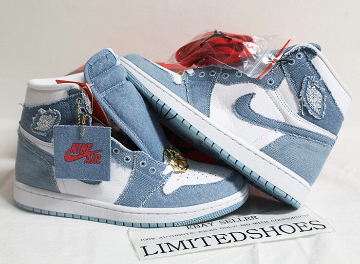 2022 WMNS Nike Air Jordan 1 Retro High OG denim DM9036 104 femme blanc bleu