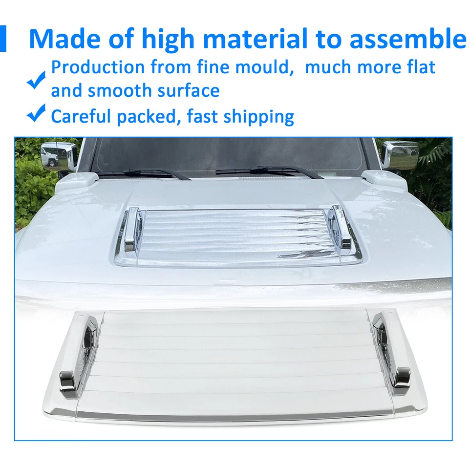 FOR 2006-2010 07 08 Hummer H3 H3T Chrome Hood Deck Vent Panel Handle Cover Trim - Image 3 of 4