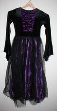 Girls Gothic Witch Vampire Halloween Costume Long Dress Black Purple Velvet 10
