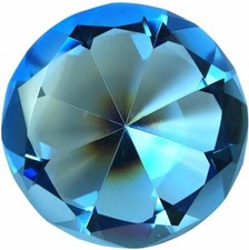 Tripact 100 mm Sapphire Blue Diamond Shaped Jewel Crystal Paperweight - 01