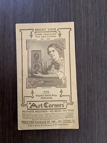 1920s Photo Protector ART CORNERS Kodak Picture/Postcard No Paste MOUNTING