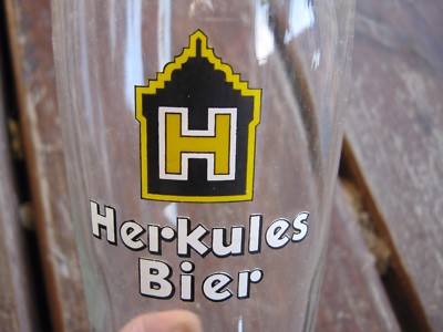 Vintage Herkules Bier beer drinking glass