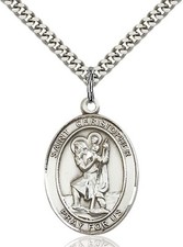 .925 Sterling Silver St Saint Christopher Medal Travel Pendant Necklace W/ Chain
