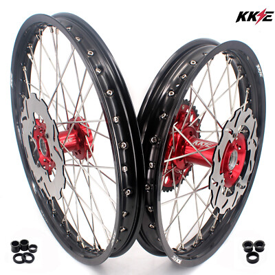 KKE 21/18'' Wheels Rim Set Fit Honda CRF250R 2014 CRF450R 2013-2014 CNC Red Hubs