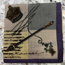 MAN HANKY CHECK GEOMETRIC YELLOW PURPLE JAPAN COTTON POCKET ART SQUARE 16   M184