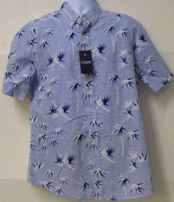 Chaps Dress Shirt, NWT, S/S, Large, Pale Blue w/Blue & White Flowers & Palms