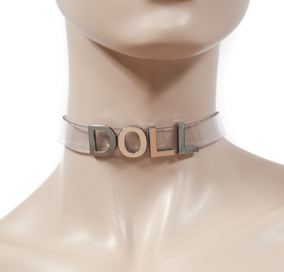 Clear Vinyl Slave PVC Bdsm-Choker-Slut-Collar-Restraint  display picture 3
