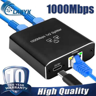 Ethernet Splitter 1 auf 2 High Speed 1000Mbps Netzwerk Splitter RJ45 LAN Switch