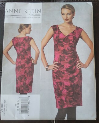 Anne Klein NY Designer Pattern - Vogue 1192 - NEW - Elegant Dress - Sizes 8-14
