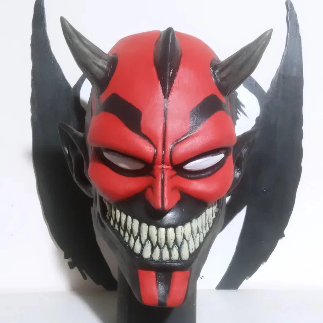 Máscara De Cosplay Darth Maul – Cobertura Completa De Látex Natural Para Halloween Y Disfraces (24x14 Cm)