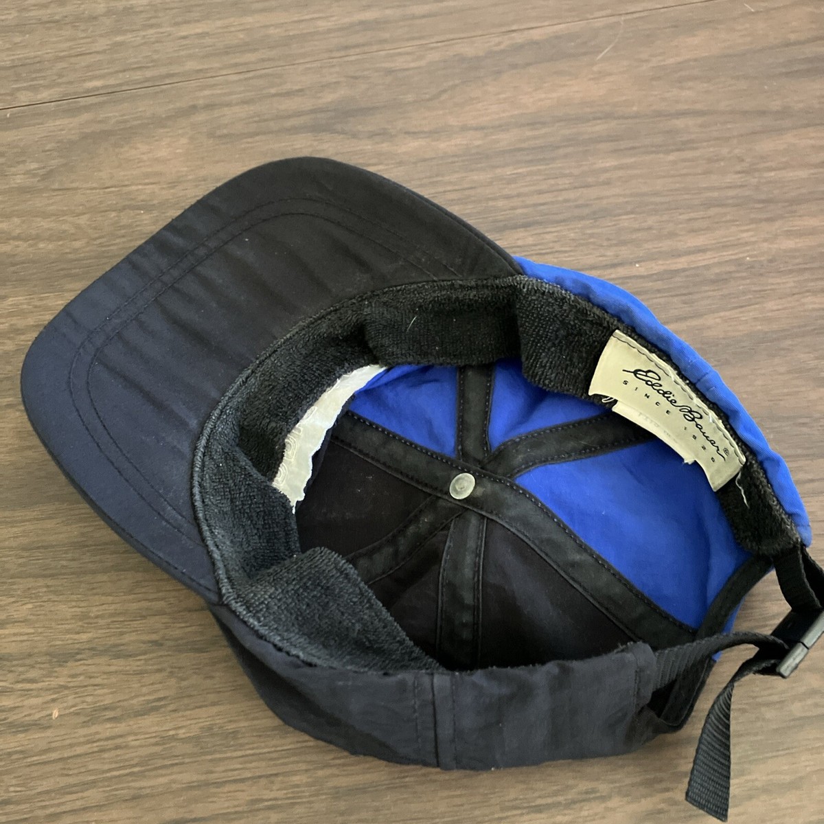 Vintage 90s Eddie Bauer Running Sports Dad Baseball Cap Blue Black